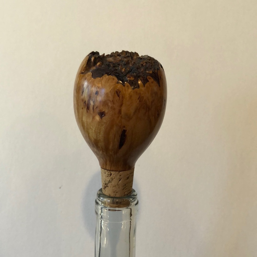 Artisan Made Burl Wood Bottle Stopper Cork